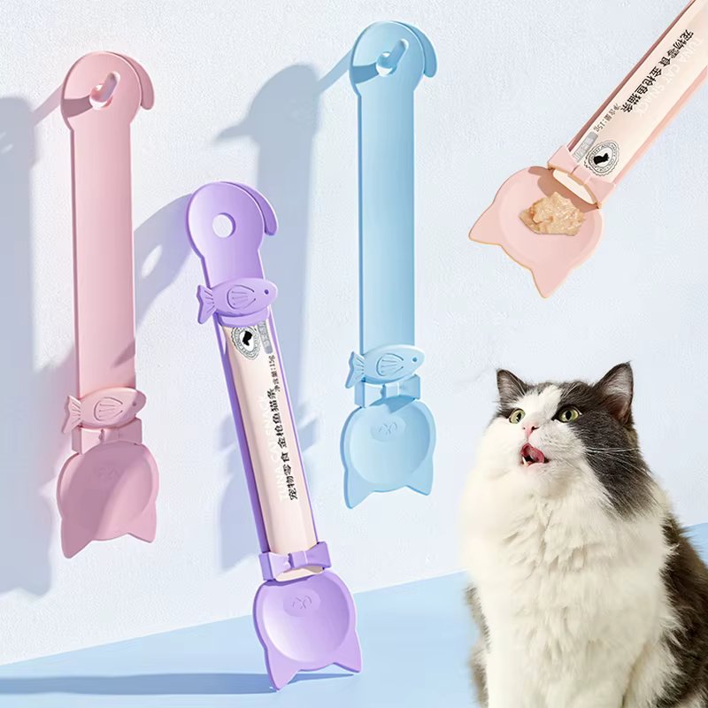 Cat Feeder Convenient Cat Treat Strip Squeeze Spoon Pet Liquid Snacks Food Squeezer without Residue Cat Feeding Supplies