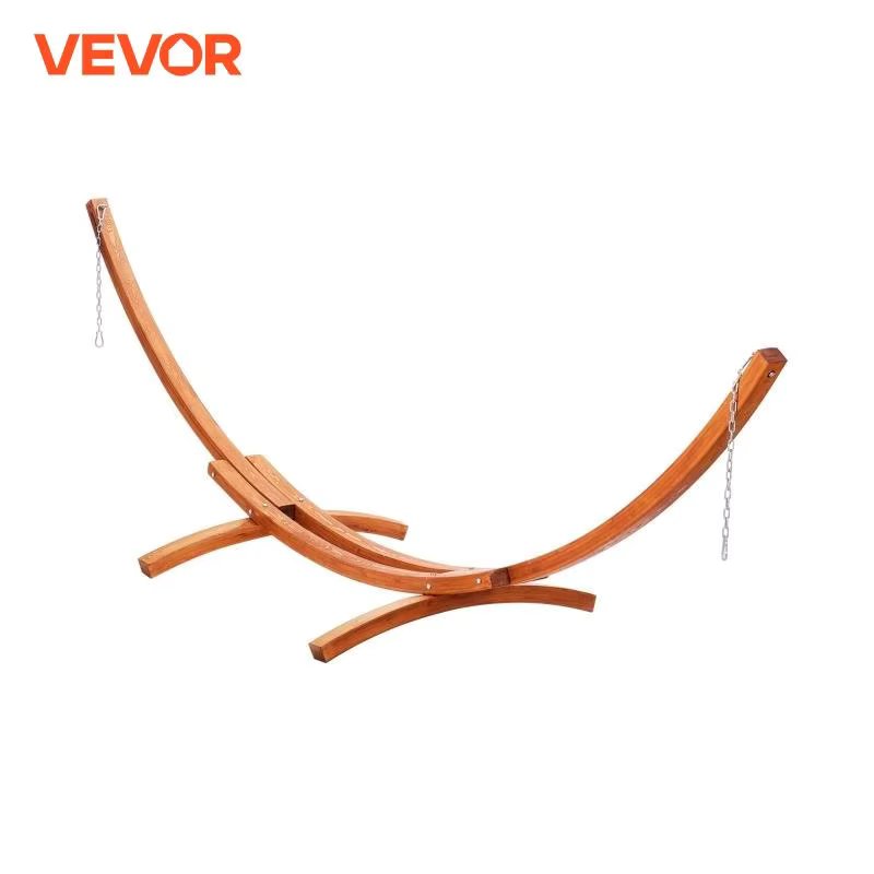 VEVOR Wooden Hammock Stand 475 lbs Capacity Universal 2 Person Hammock Frame Fits 9-13 ft Hammocks Larch Arc Adjustable Stand