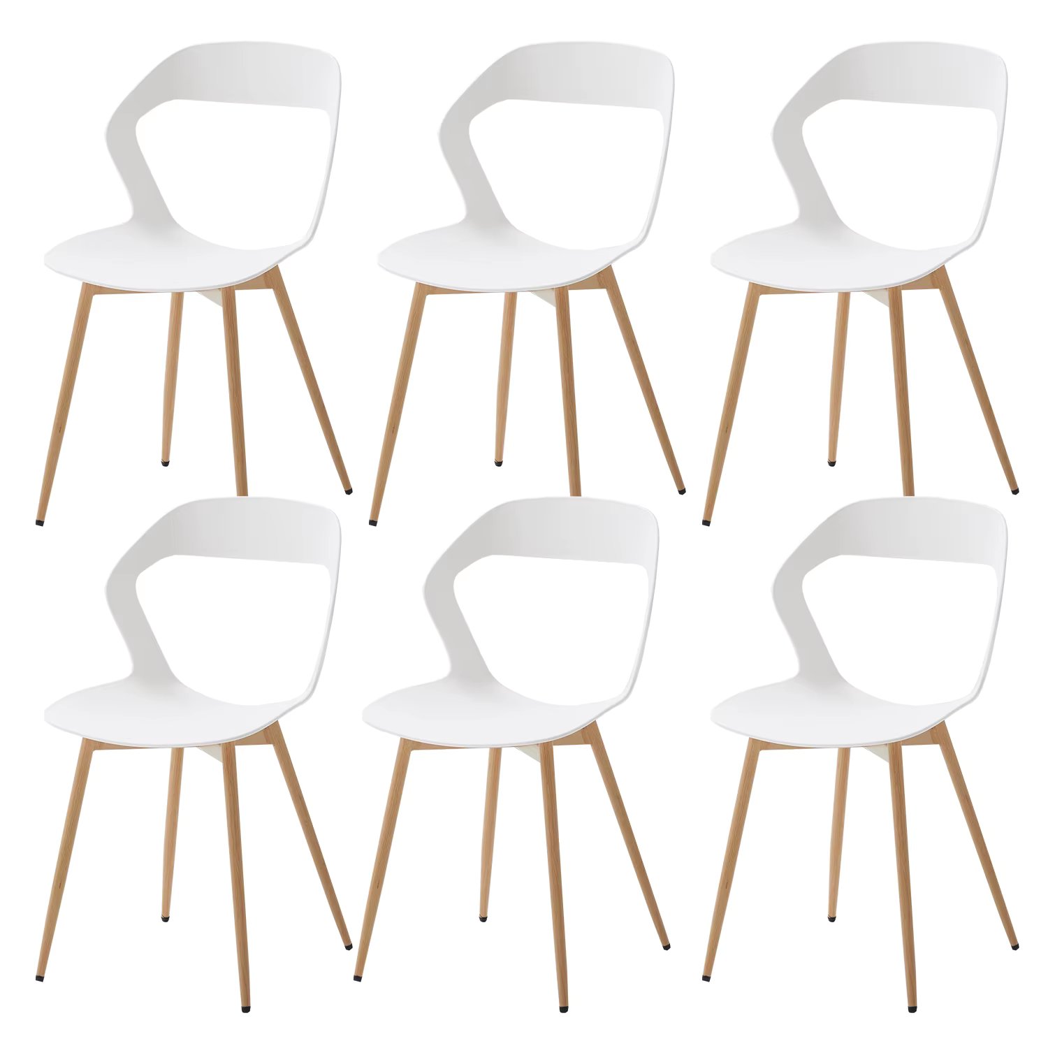 6Pcs/Set Hollow Dining Chairs Modern Simple Household Back Stool Nordic Negotiation Chair Plastic Chair Cosmetic Chair White