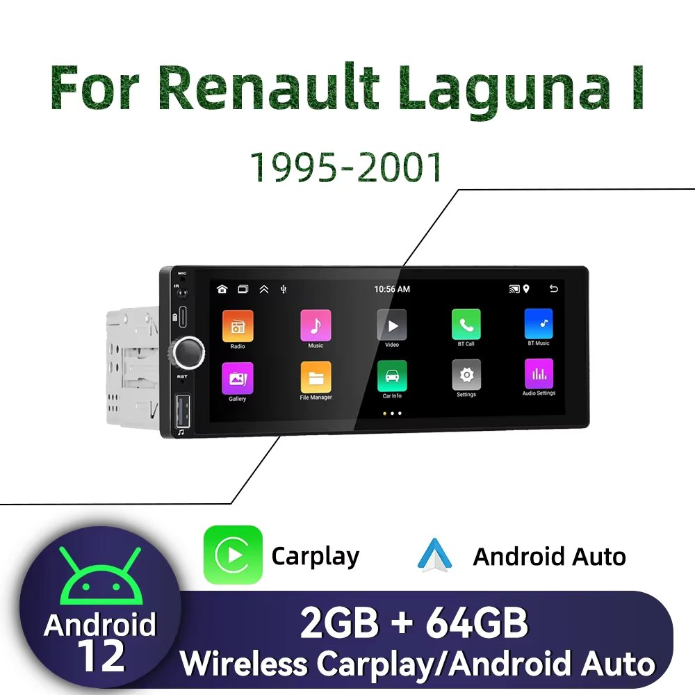 For Renault Laguna I 1995-2001 1 Din Android Radio Carplay Android Auto 6.86" Screen Stereo Car Multimedia Head Unit GPS BT WIFI