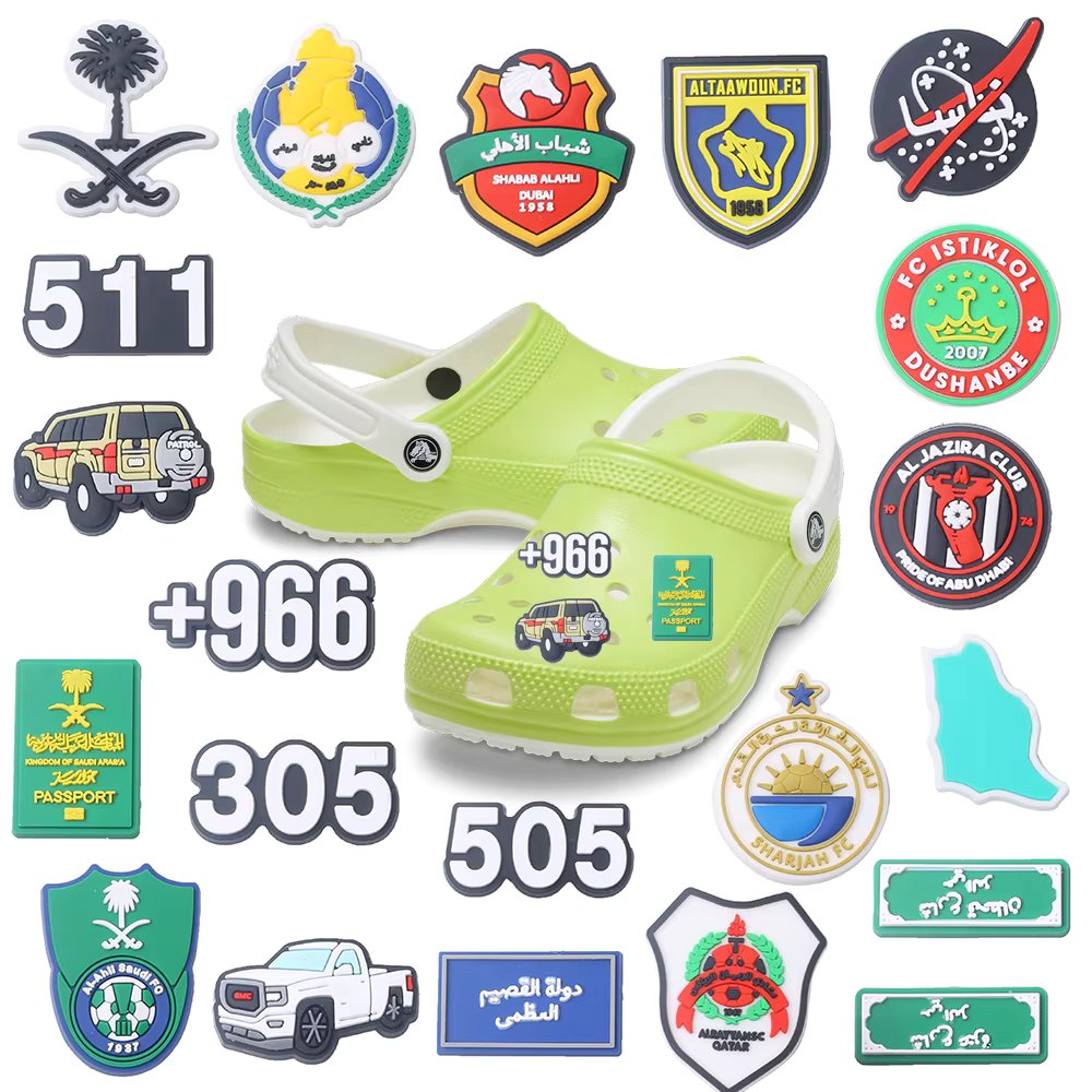 Popular passport +966 305 511 505 305 1pcs Saudi Arabia series PVC Shoe Decorations Buckle for Clog Garden Sandal Accessories