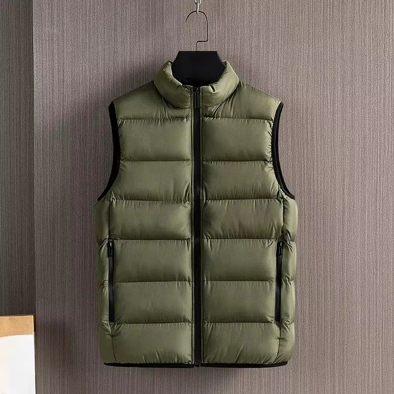 Autumn Winter High-neck Men's Clothing Zipper Pockets Sleeveless Cardigan Coats Casual Fashionable Boyfriend Jackets Vests Tops