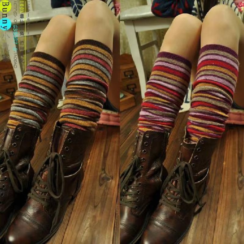 Christmas Gift Warm Socks Organic Merino & Cashmere Wool Knitted Leg Warmers Footless Boho Winter Luxury Socks For Women Girls