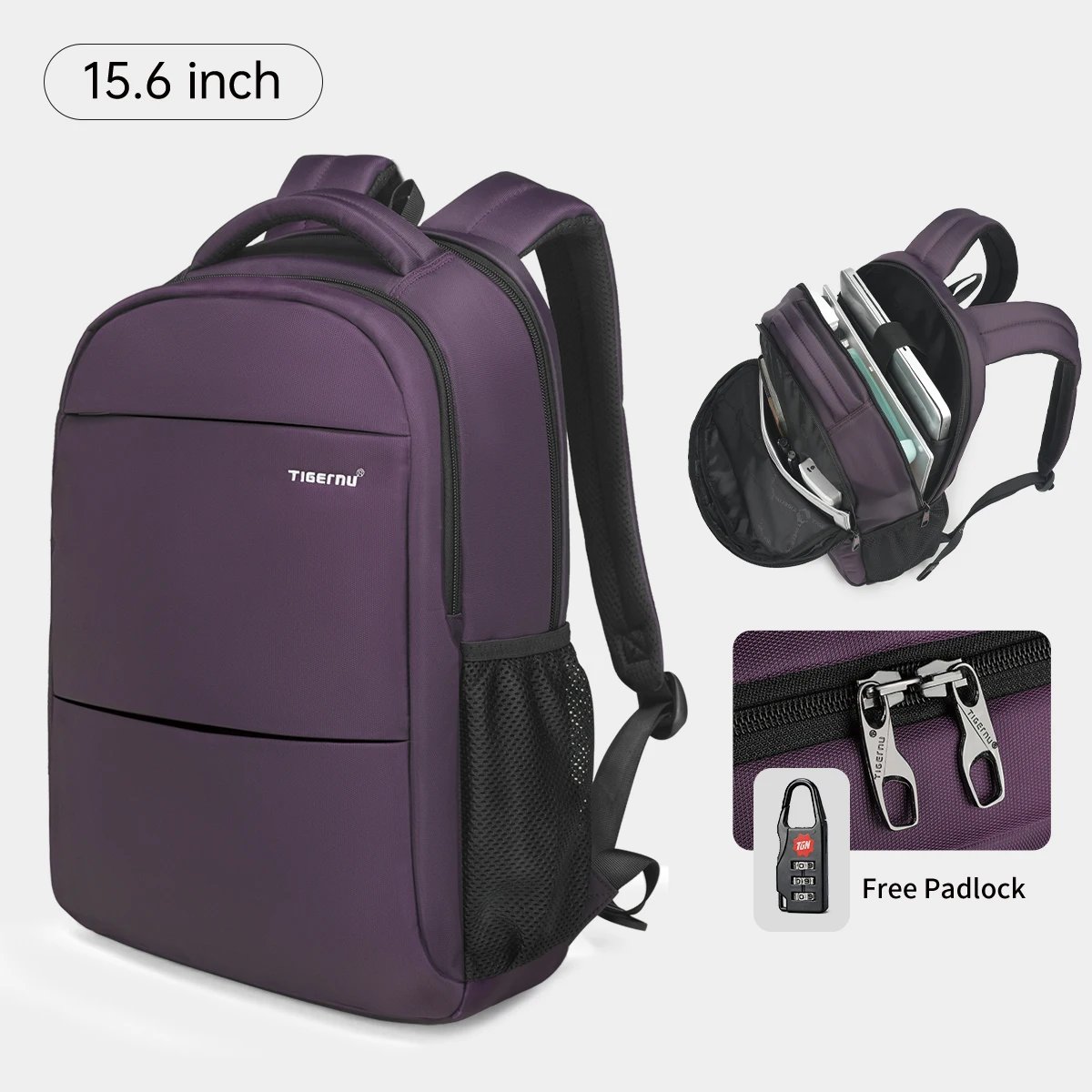 Tigernu Fashion Women Backpack Purple Anti Theft 15.6inch Laptop Backpack Female Waterproof Travel Backpack School Backpack Bags