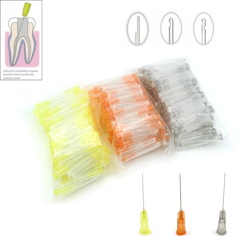 100Pcs Dental Endo Irrigation Needle Tip 25G/27G/30GA 30G End-Closed Side Hole Endo Syringe Root Canal Washing Needle Tip