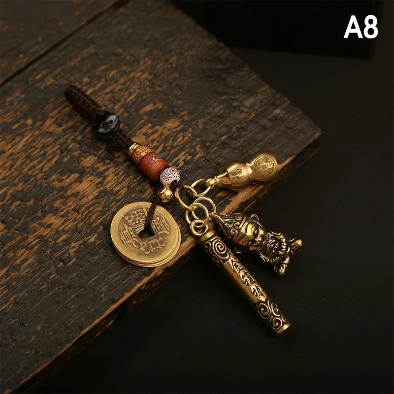 Black Myth Wukong Game Peripheral Keychain Golden Cudgel Brass Copper Cash HD Double-Sided School Bag Luggage Car Pendant
