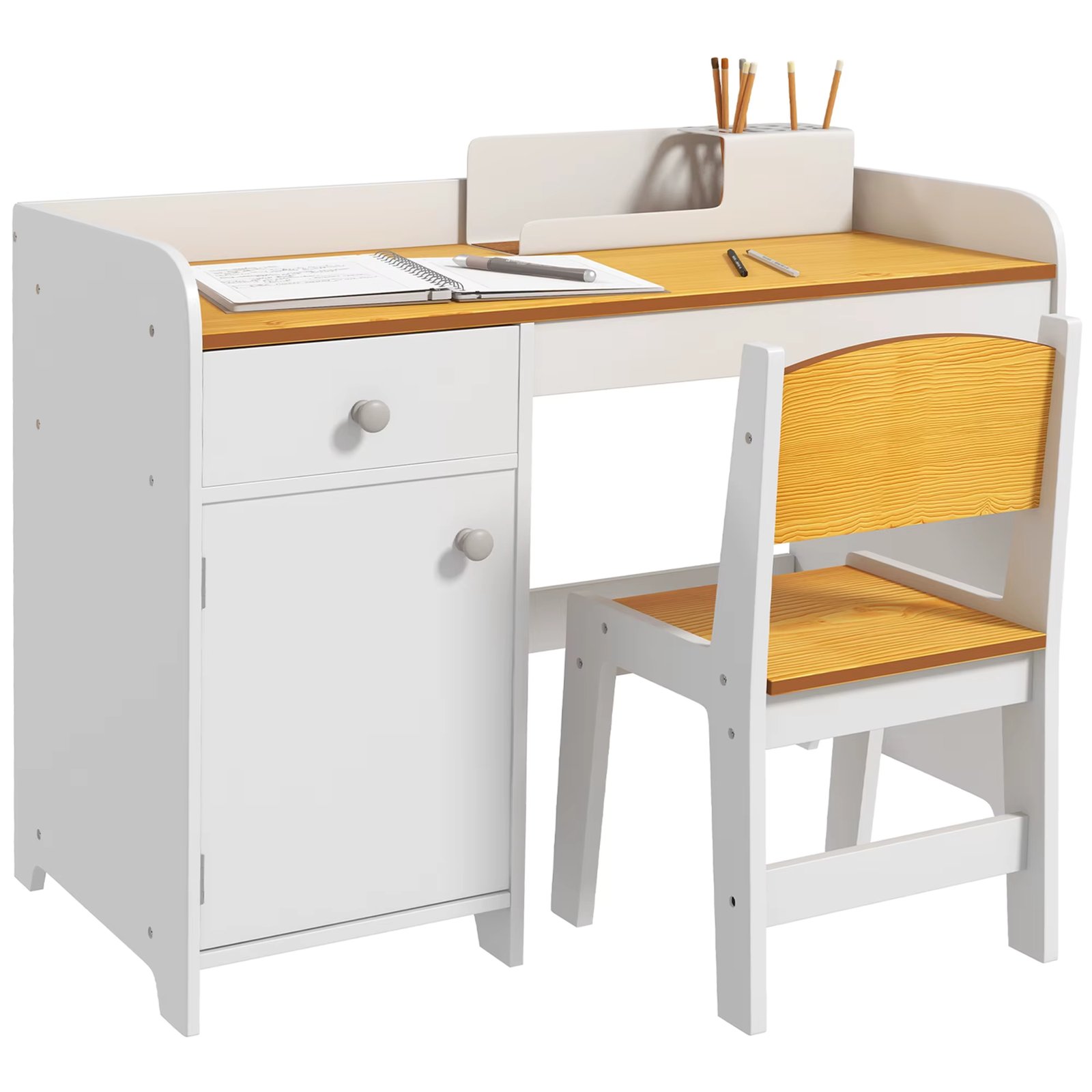 ZONEKIZ children's desk children's desk with Natural white chair