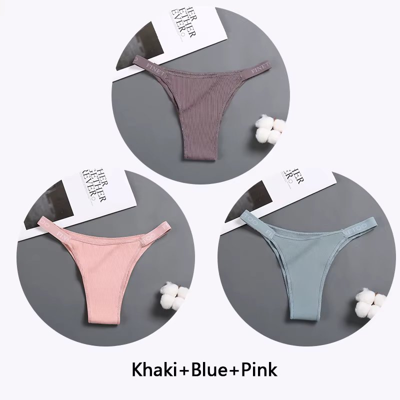 FINETOO 3Pcs/set Women Thongs Fashion Letter Cotton Panties M-XL Female Underpants Ladies Sexy Underwear Women Bikini Panty New
