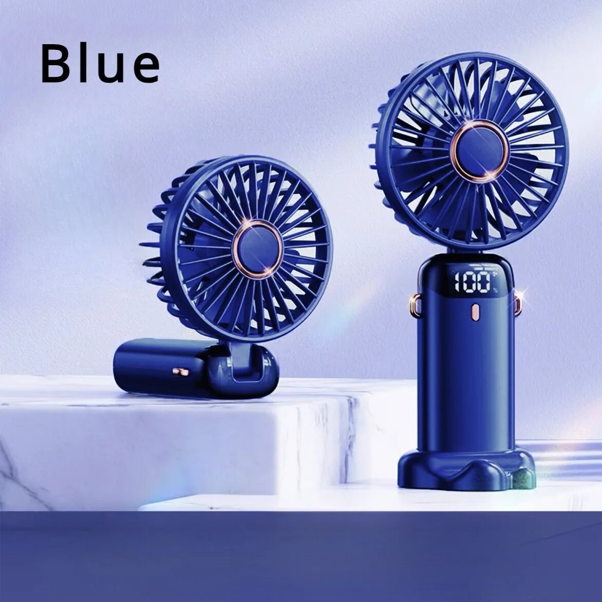 NEW Portable Rechargeable Fan 5000Mah Mini Neck Fan LED Display Foldable 5speed Adjust Fan USB Handheld Electric Fan