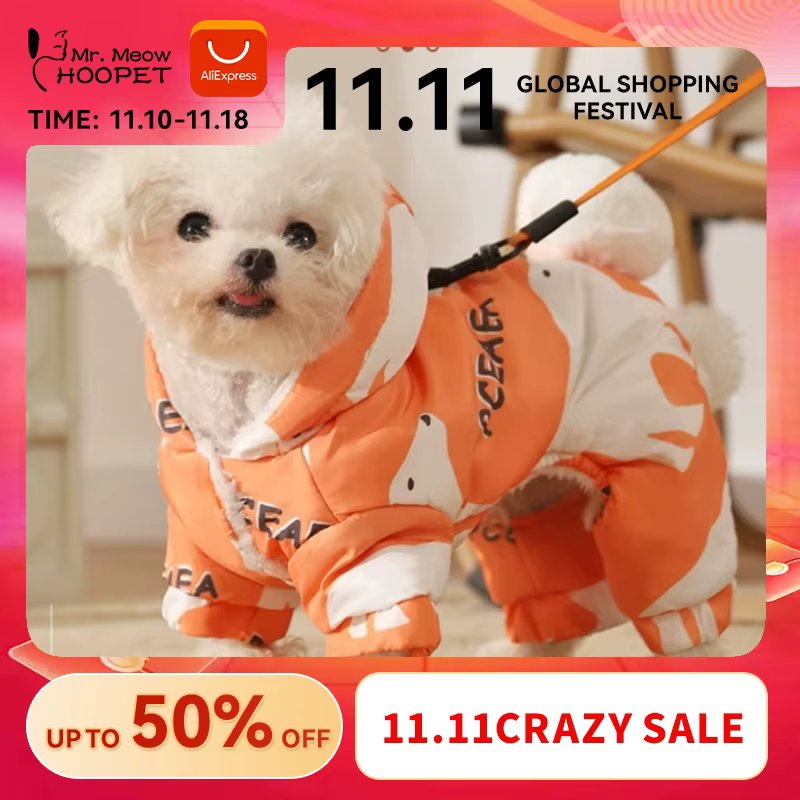 Dog Clothes Fall and Winter anti-falling Pet Teddy Schnauzer Warm Clothes Puppy Bichon Warm Four-legged Cotton clothing