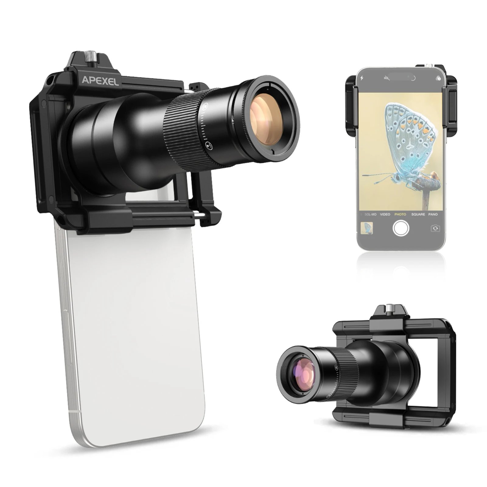 Mobile Phone Telephoto Macro Lens  6X Telephoto Lens+150mm Macro Lens Phone Mount Storage Bag for Camping for i Phone 16/15/14