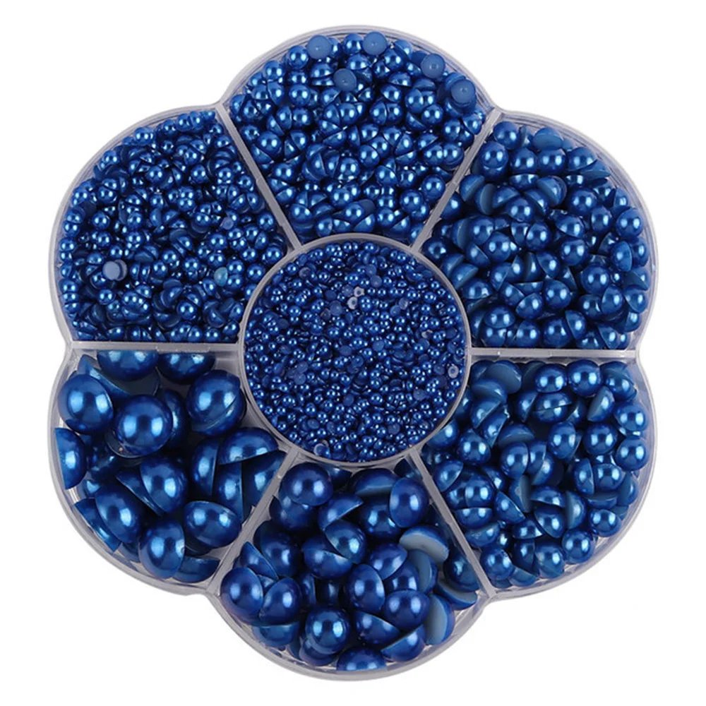 Mixed Size 7 Grid Box Half Pearl Flat Bottom AB Imitation Pearl Accessories Headwear Hair Accessories Clothing DIY Rod Diameter