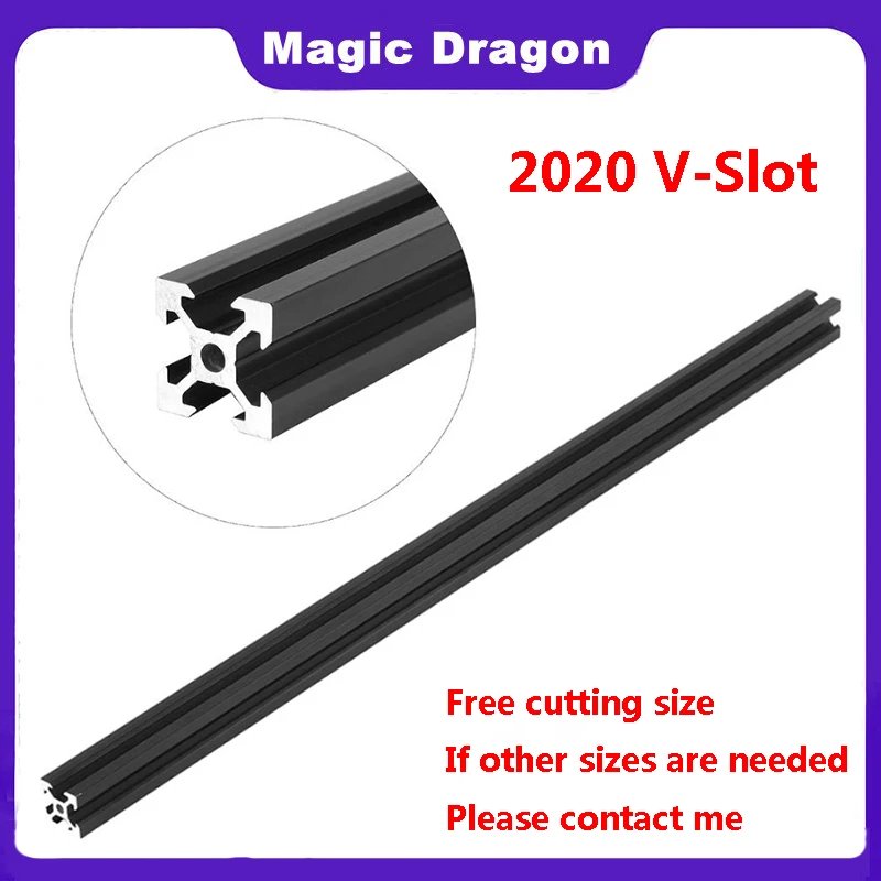 1pcs Black 600-1200mm 2020 V-slot Aluminum Extrusions Aluminum Profiles Frame for CNC Laser Engraving Machine
