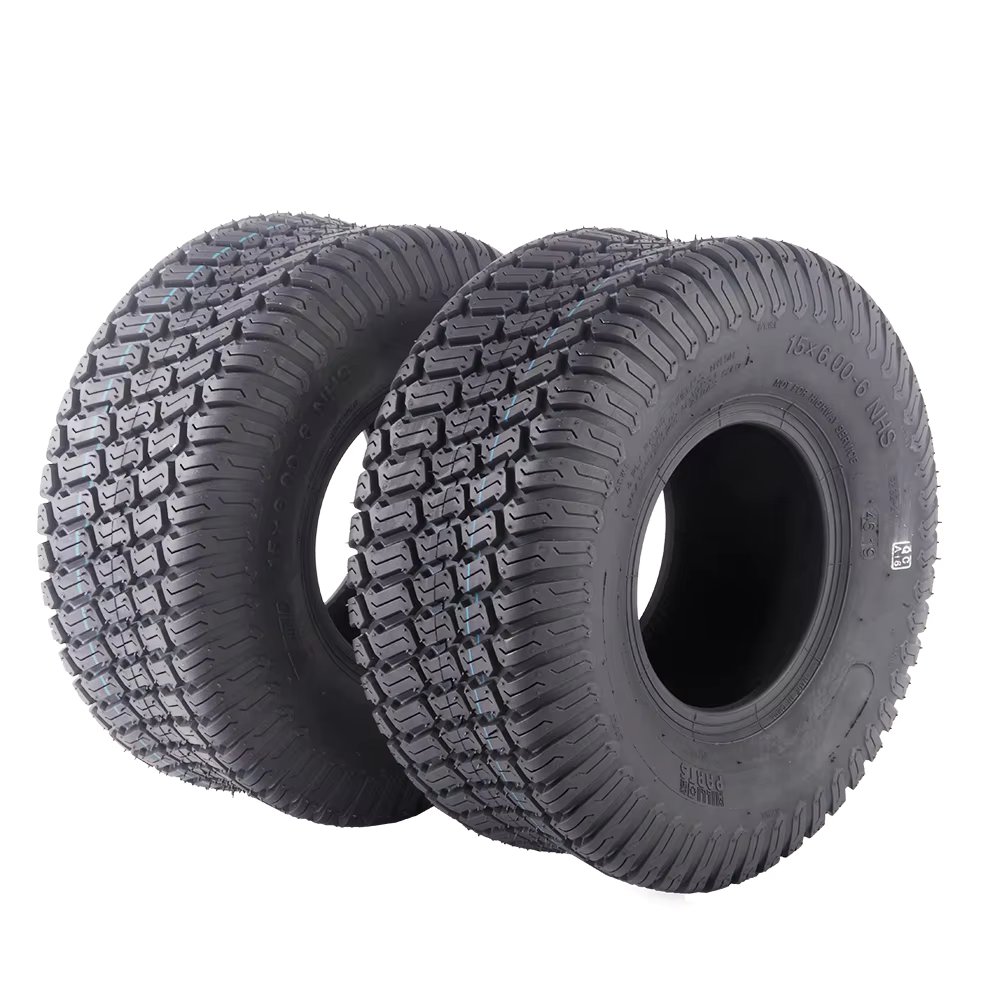 TWO (2) TIRES Tubeless 15x6.00-6 Turf Tires 4 Ply Lawn Mower Tractor Durable and reliable to use