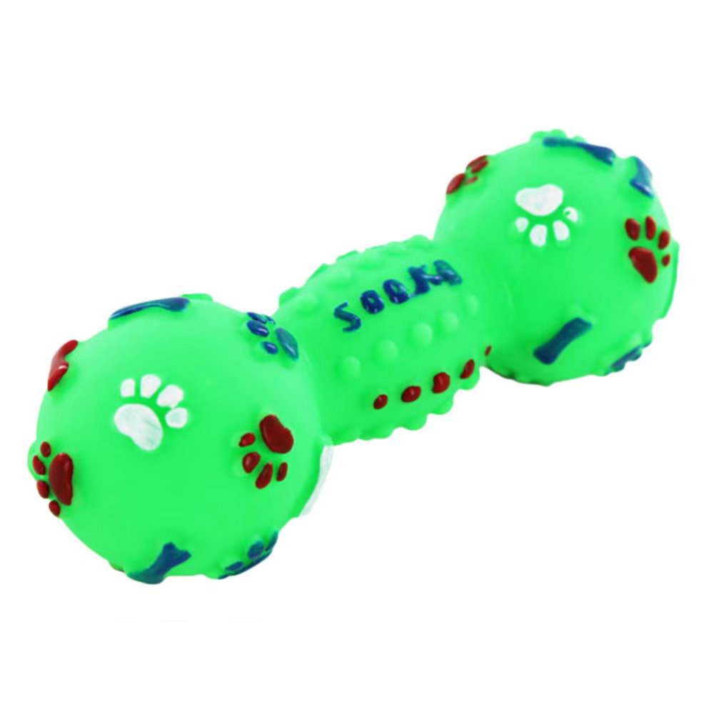Interactive Bone Shape Toy Squeaky Pet Cat Dog Puppy Dotted Dumbbell Chew Play Toy