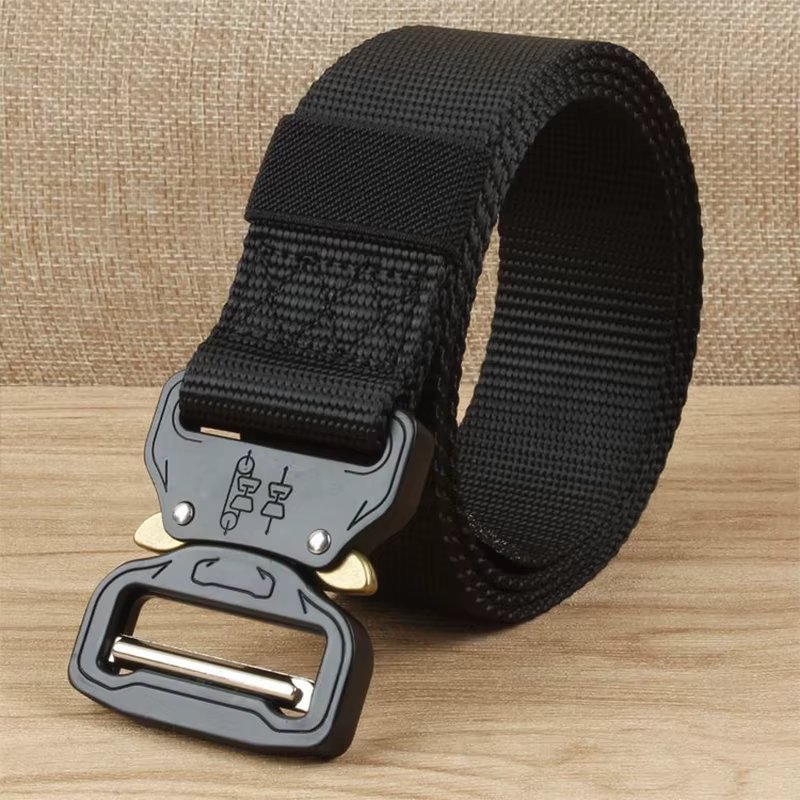 1pc Men's Tactical Belt With A Quick-Release Metal Buckle, Featuring An Outdoor Sports-Style Nylon Belt.