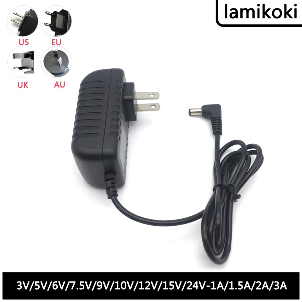 DC Elbow Interface 3V 5V 6V 7.5V 9V 10V 12V 15V 24V 1A 1.5A 2A 3A L Type Hole Power Adapter