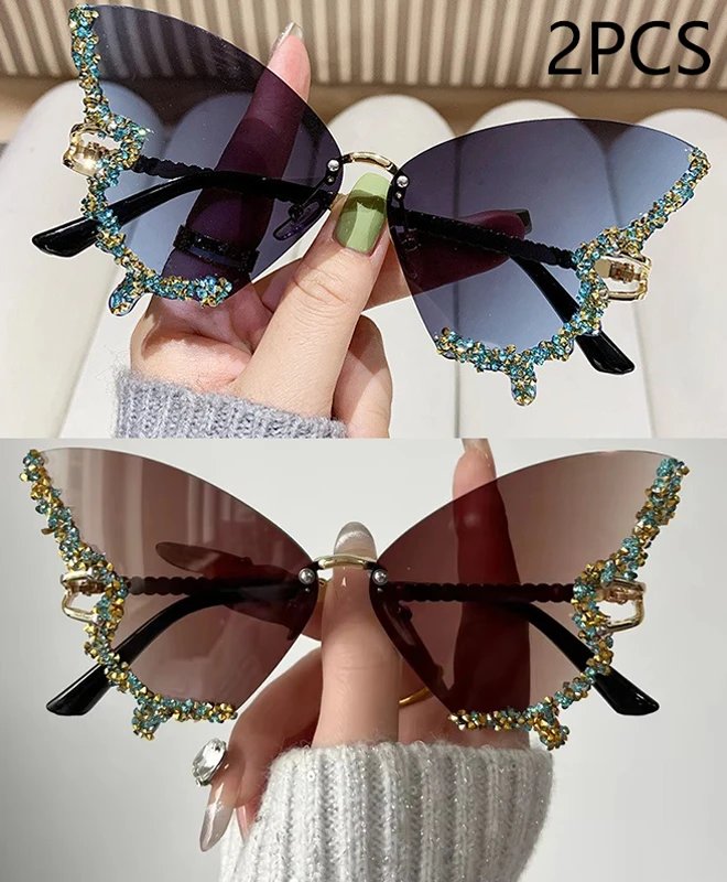 2PCS blue brown