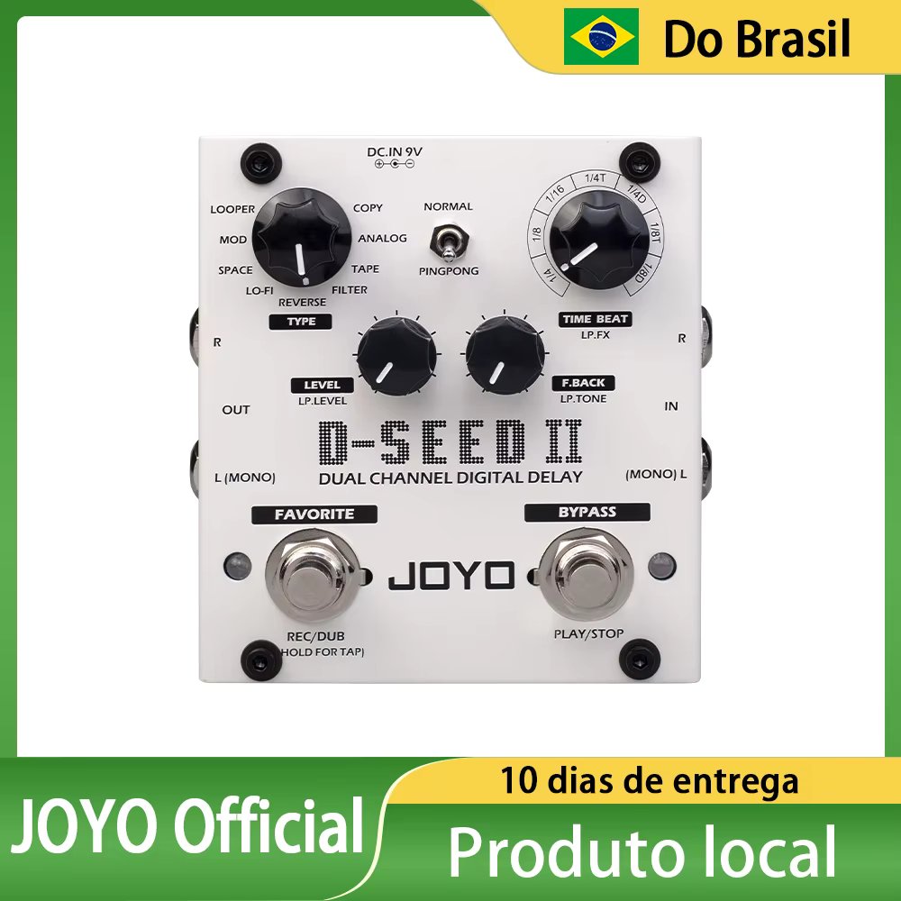 JOYO D-SEED II Delay Guitar Pedal Dual Channel 8 Delay Modes Looper Function Delay Effect Pedal Maximum 2s Delay Time