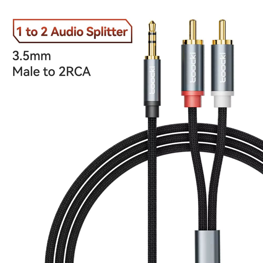 Toocki RCA Cable HiFi 2RCA To 3.5 Jack Audio Cable AUX 3.5mm Male Splitter For TV PC Amplifiers Audio Home Theater Speaker Wire