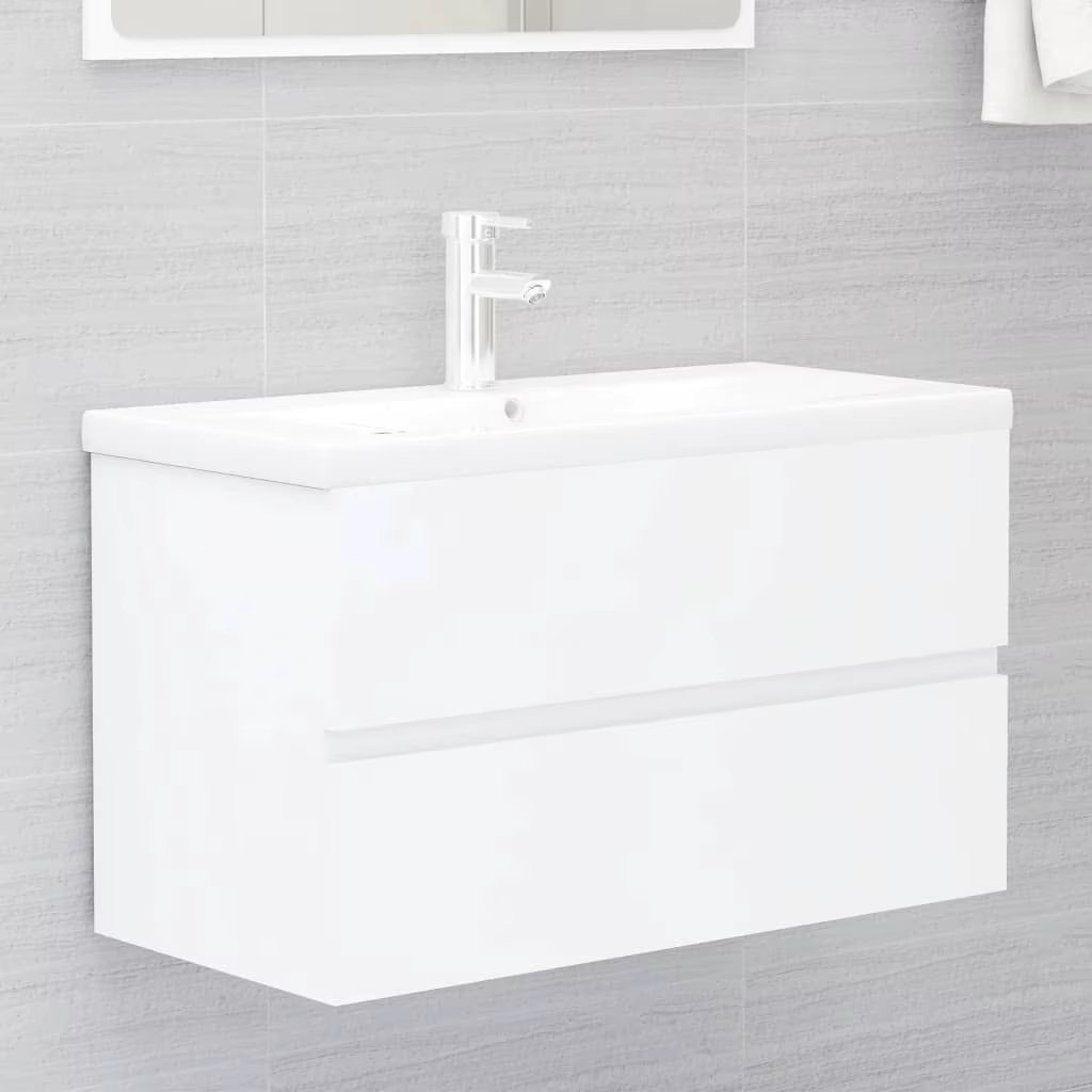 vidaXL Waschbeckenunterschrank Weiß 80x38,5x45 cm Holzwerkstoff