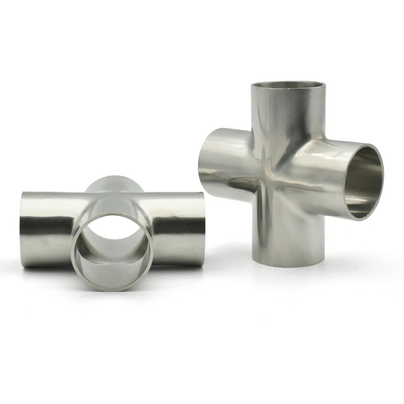 SS304 Stainless Steel Sanitary Grade Pipe OD 19/25/38/51/102mm OD Butt Welding Cross 4 Way Shunt Homemade Beer Liquor