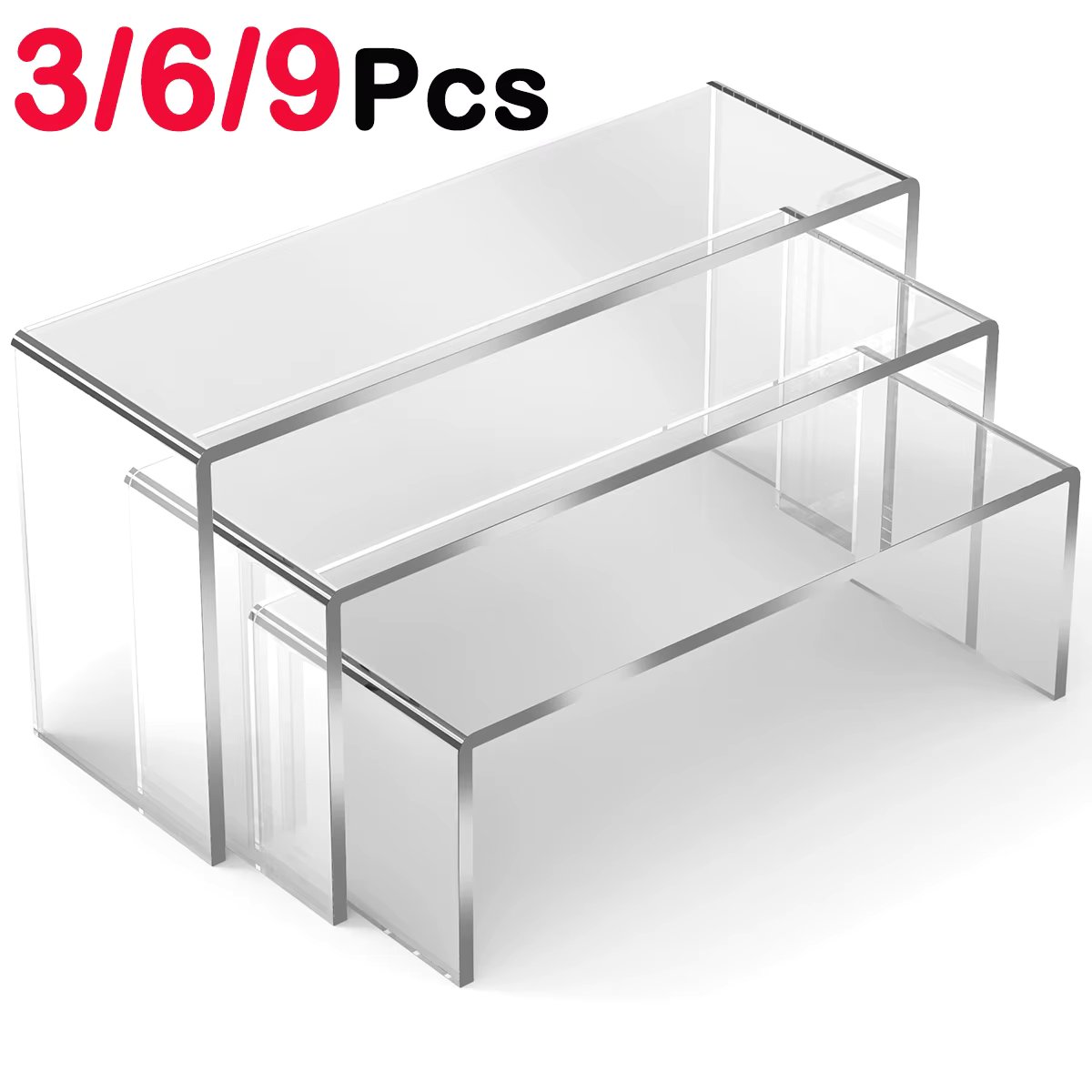 3/6/9Pcs Acrylic Display Stand Multifunctional Transparently Mini Model Storage Rack for Perfume Doll Jewelry Decor Organzier