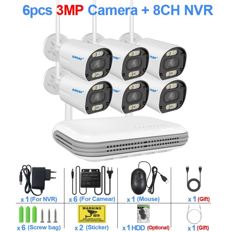 8CH NVR 6 Cams 3MP