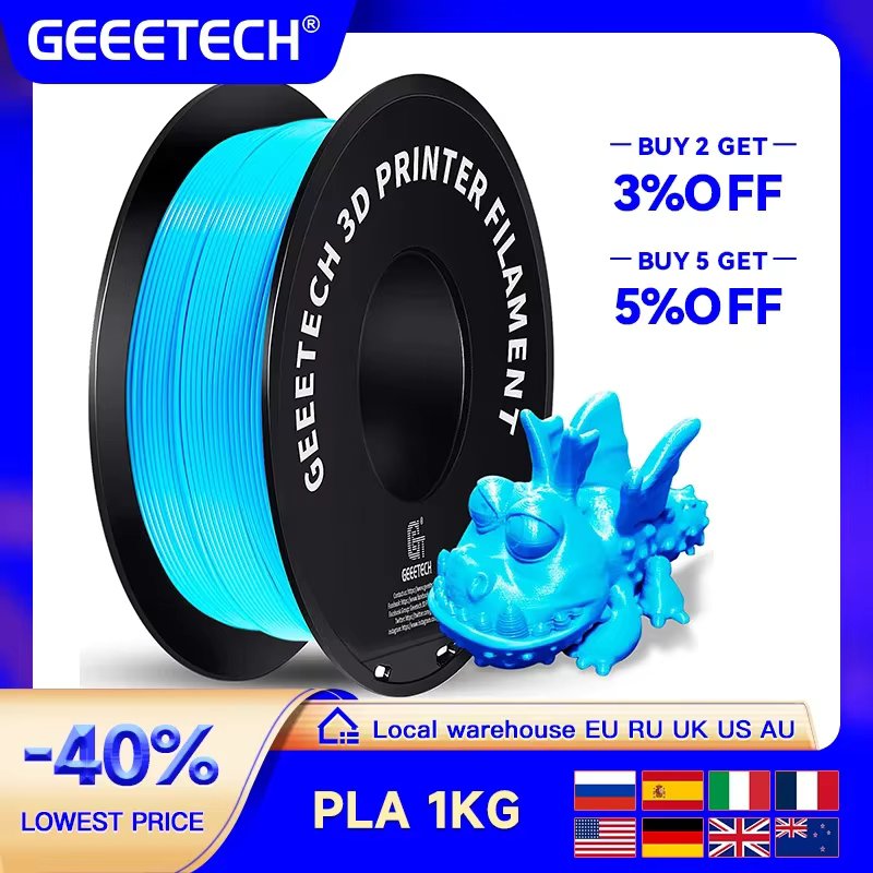 Geeetech Standard PLA Filament 1kg 1.75mm 3D Printer Plastic Material, Accuracy 0.03mm, Free Shipping Fit Most FDM Printer