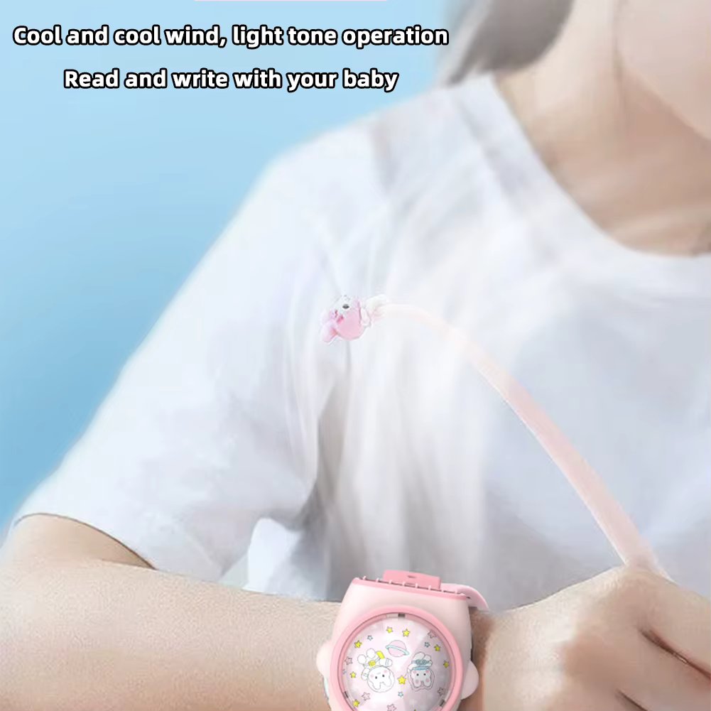 Bladeless Watch Fan With Spaceman Projector Lightweight Quiet USB Airs Cooler For Outdoor Travel