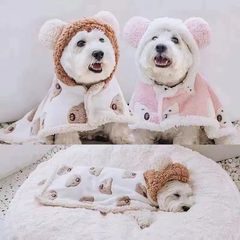 Dog Cloak Autumn/Winter Warm Quilt Pet Blanket Shawl Cloak Dogs Nest Winter Small Dog Pet Cat Puppy Clothes for Small Dogs