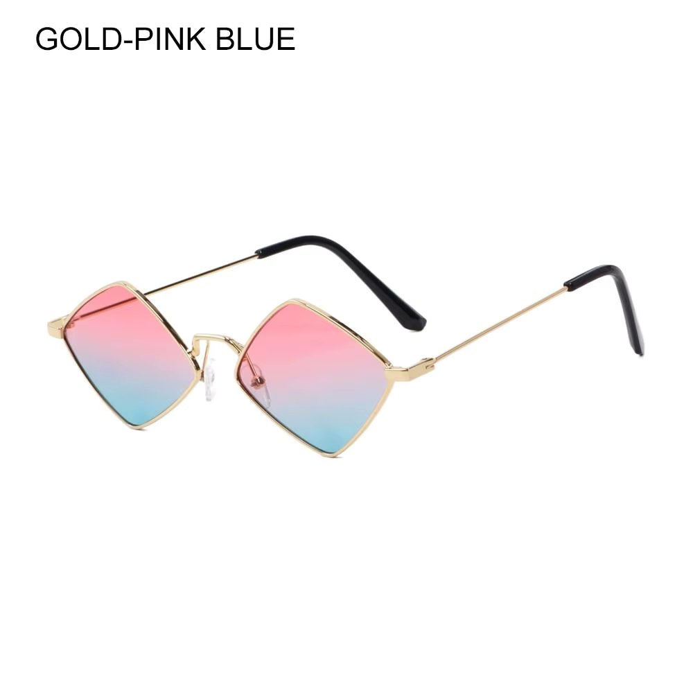 2024 Retro Diamond Shaped Sunglasses Fashion Metal Irregular Sunshades Eyewear Male Female Colorful Lens Sun Spectacles Unisex