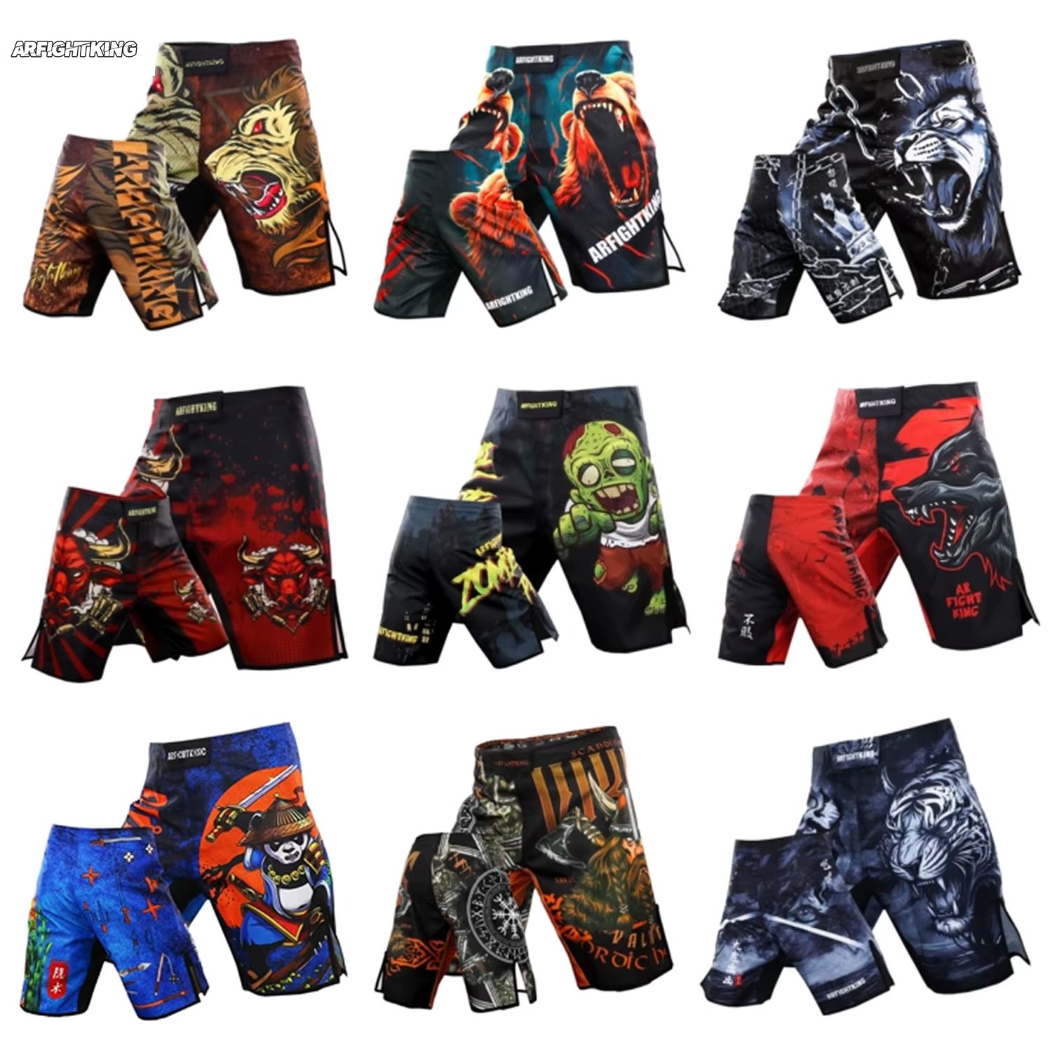 Fighter Jujitsu Sports 5-point Length Shorts Gym Jujitsu Taekwondo Thai Boxing Shorts Fighter Dress MMA Boxing Pants Size XXS-XL