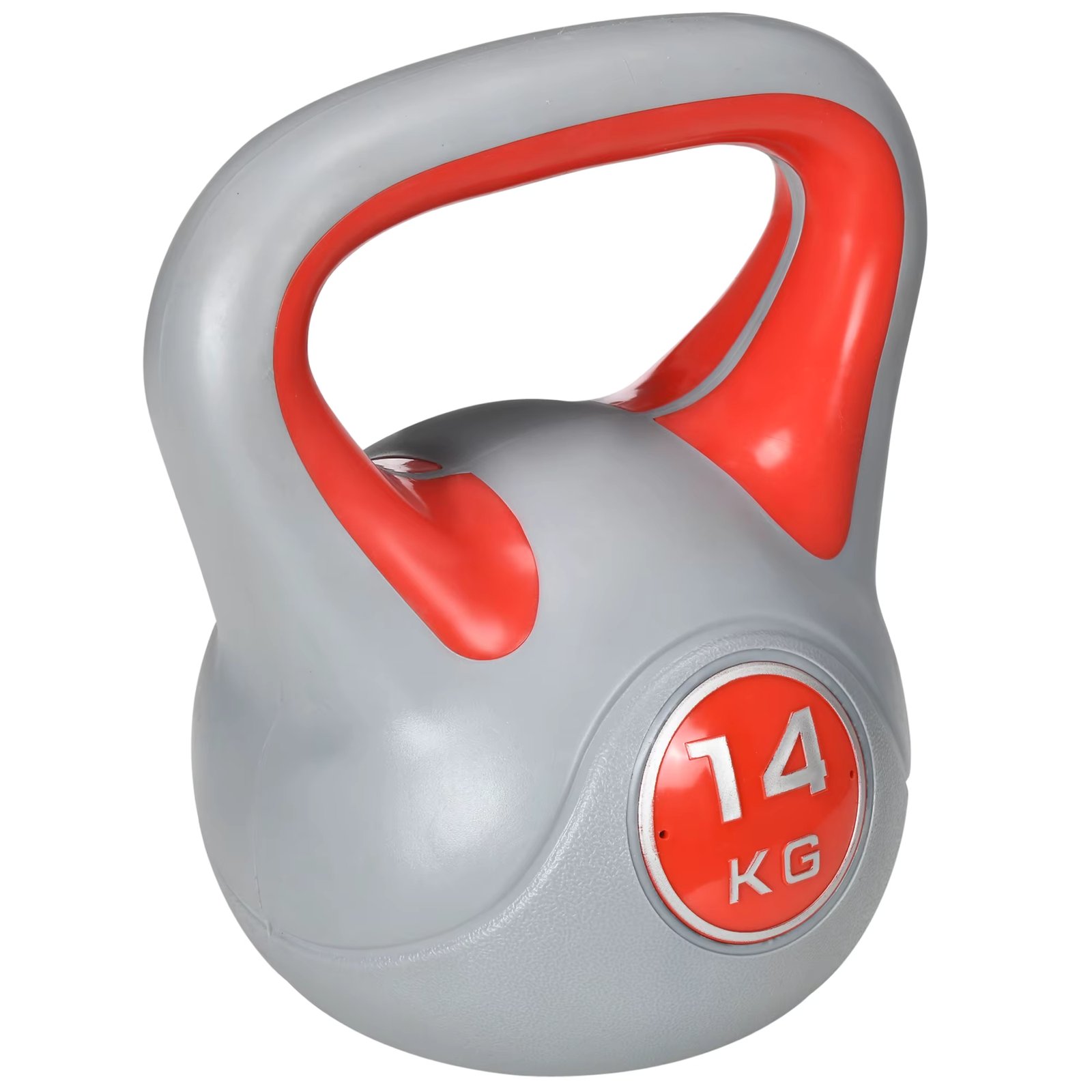 SPORTNOW Russian Weighs 14 kg Kettlebell PU Coating and Sand Filling Wide Handle for Home Bodybuilding Training Gym 26x18x32 cm Red and Gray