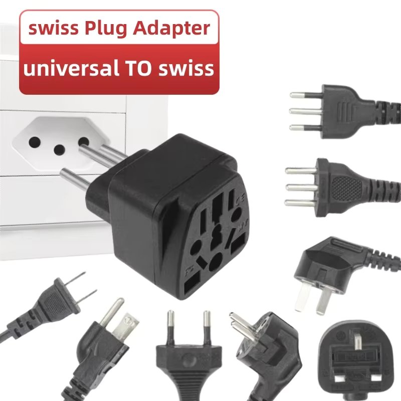 Hot Universal Black Copper 10A 250V EURO UK AU USA EU to Swiss Switzerland Suisse 3 Pin AC Power Plug Converter Travel Adapter