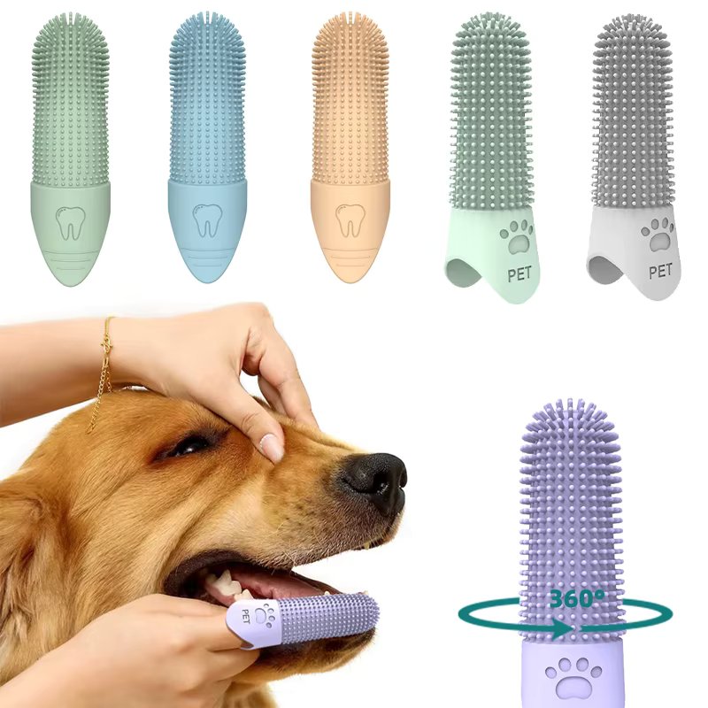 Soft Dog Toothbrush 360° Cleaning Teeth Dental Plaque Care Tools Food Grade Silicone Pet Finger Toothbrush Dog Accessories