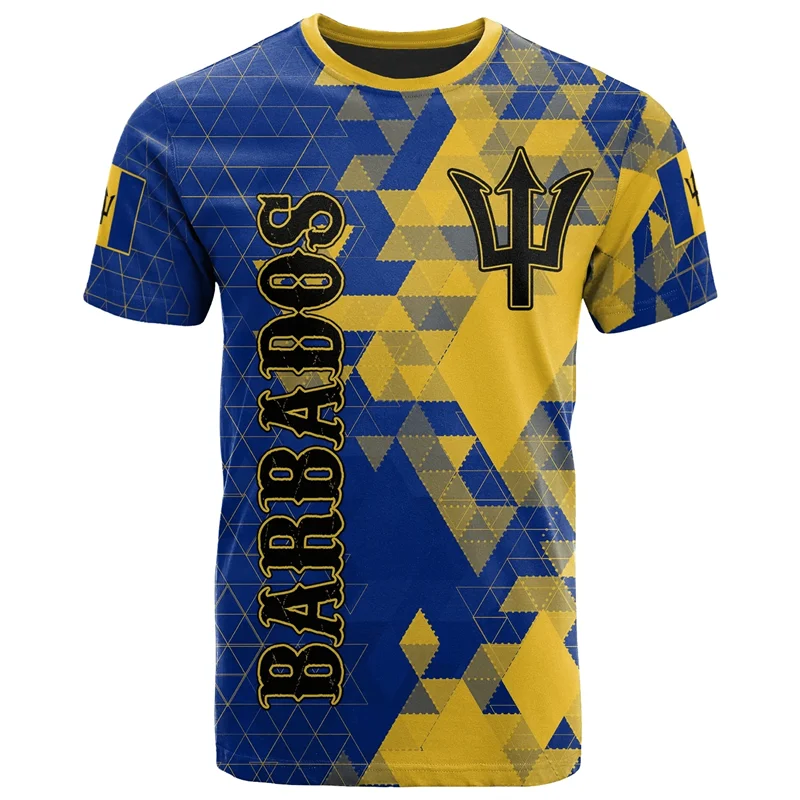 Barbados Flag Graphic T-Shirt For Men Clothes 3D Printed Outdoor Sportswear Tee Shirts Round Neck Short Sleeves Casual T Shirt