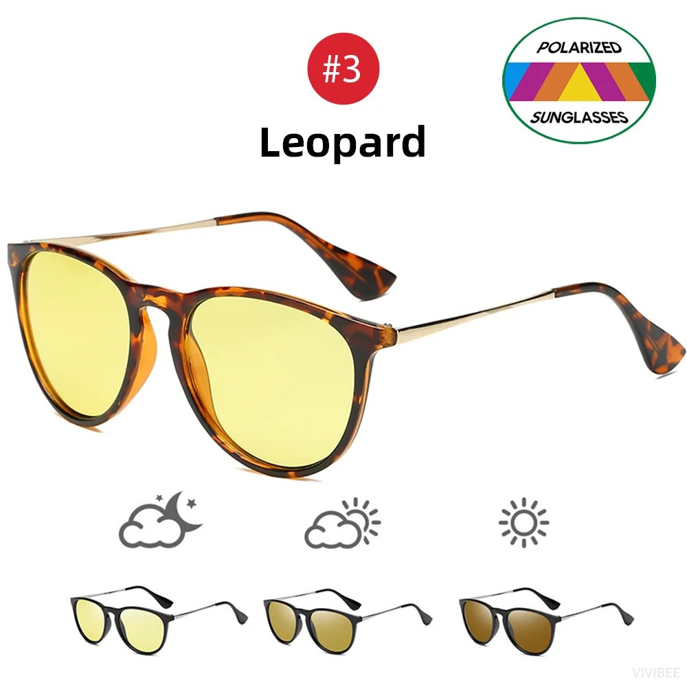 VIVIBEE Photochromic Night Vision Glasses For Dark Driving Men Women Polarized Sunglasses UV400 Square Color Changing Goggles