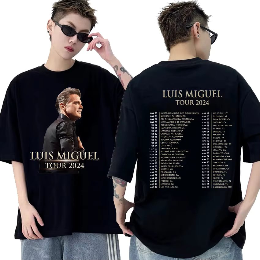 Singer Luis Miguel Tour 2024 New T Shirt Men's Women Hip Hop Oversized Cotton T-shirts Retro Fashion Harajuku T-shirt Streetwear