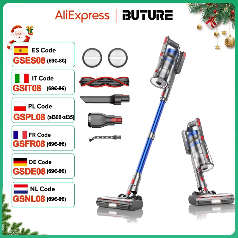 BUTURE JR500 450W 36000PA Suction Power Handheld Cordless Wireless Vacuum Cleaner Home Appliance 1.2L Dust Cup Removable Battery