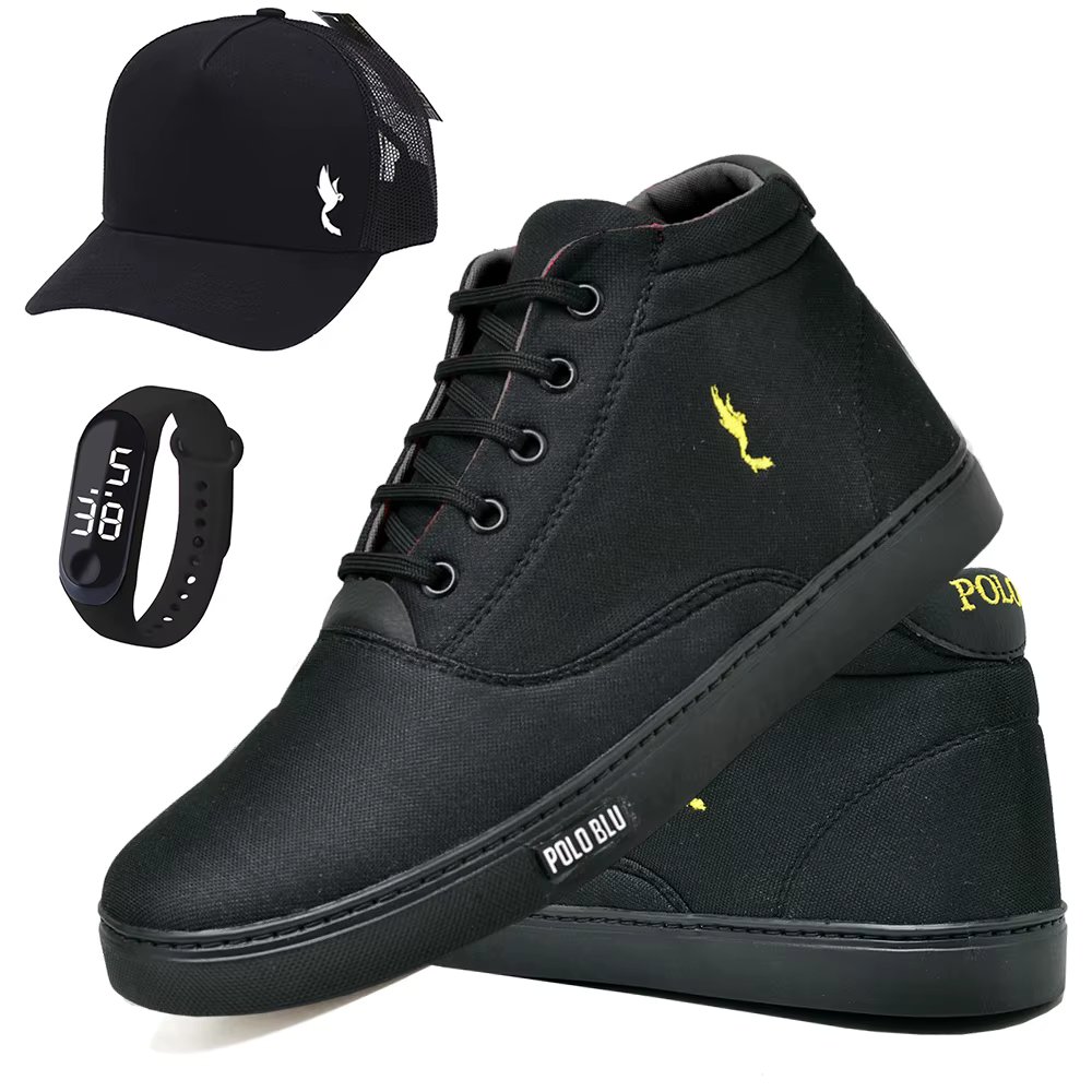 Men's Modern High High Super Light Combo Shoes with Digital Watch and Cap from 37 to 46