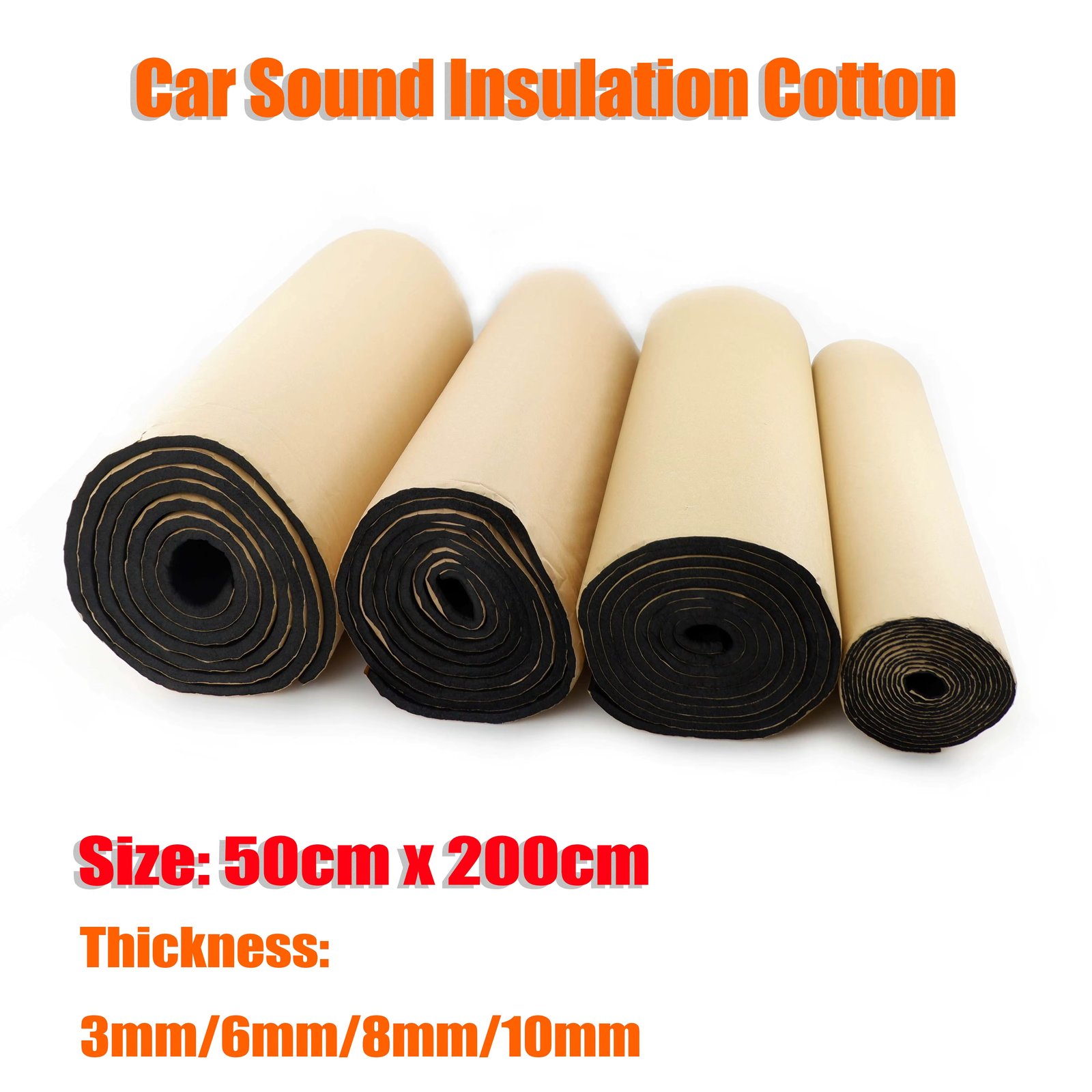 1 Roll 50x200cm 3mm/6mm/8mm/10mm Car Sound Insulation Cotton Proofing Deadening Anti-noise Heat Closed Cell Foam Truck Camper