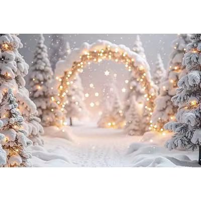 MOON.QG Snow Christmas White Lights Bokeh Backdrop for Photography Luxury Tree Photo Studio Background Winter Photozone Supplies