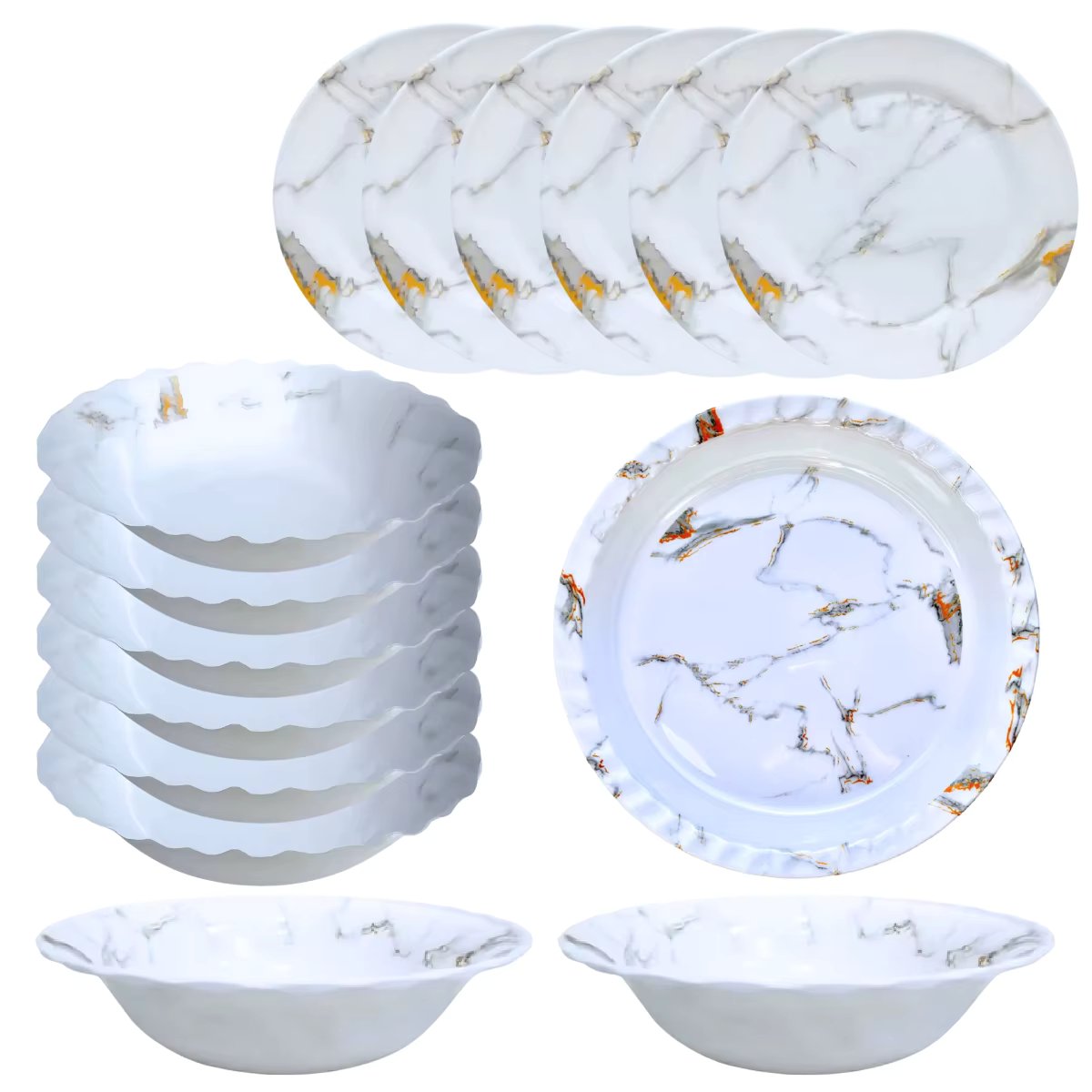 Melamine Dining Appliances 15 PCs Dishes Bowl Cakes