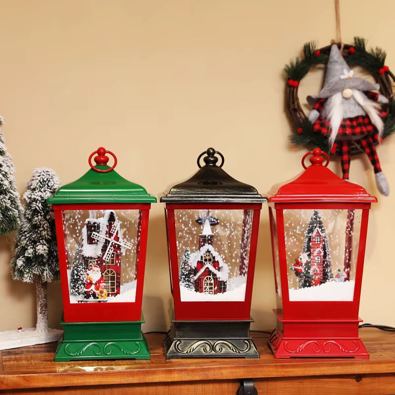 New 2024 Christmas Decorations Floating Snow Music Hanging Lamp Snow Decorative Products Children's Gifts Santa Claus