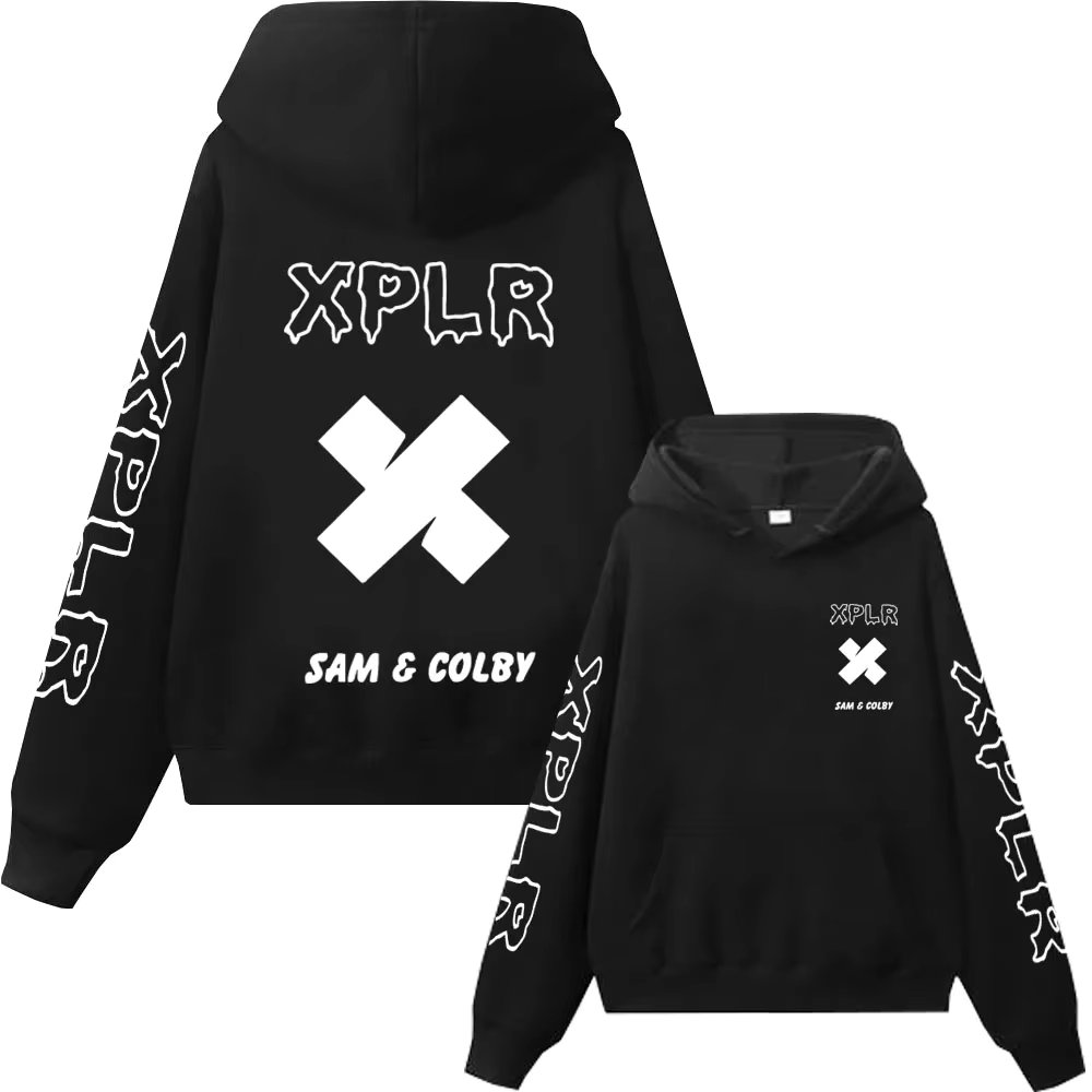 2025 new Xplr hoodie Sam and Colby Chainlink Merch heart-shaped printed sportswear men's and women's long sleeved pullover