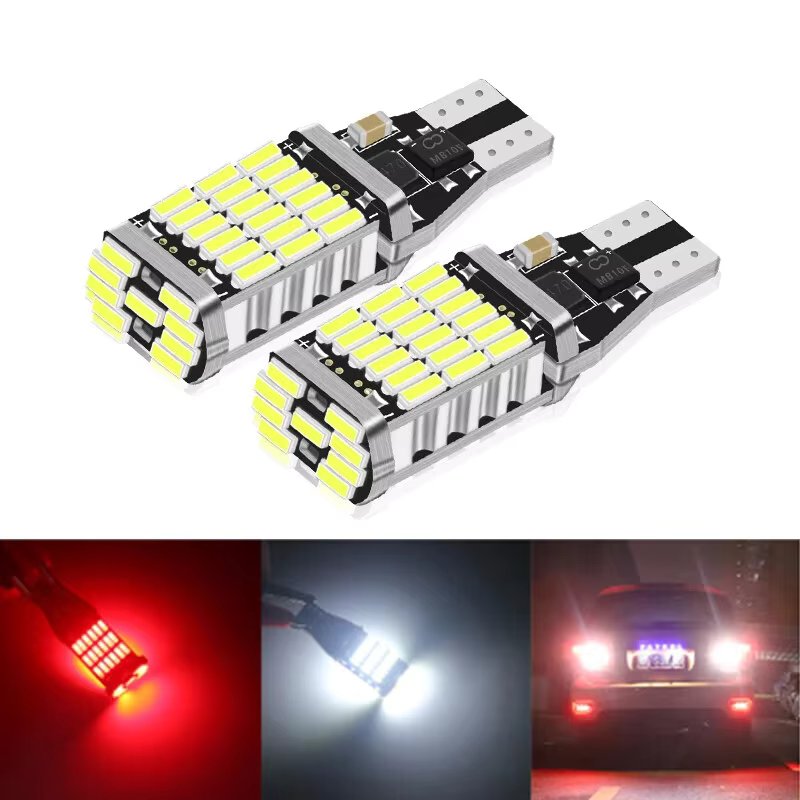 2pcs T15 Reverse Light W16W Led Super Bright 10W Canbus Backup Light Car Park Light White Red 12V