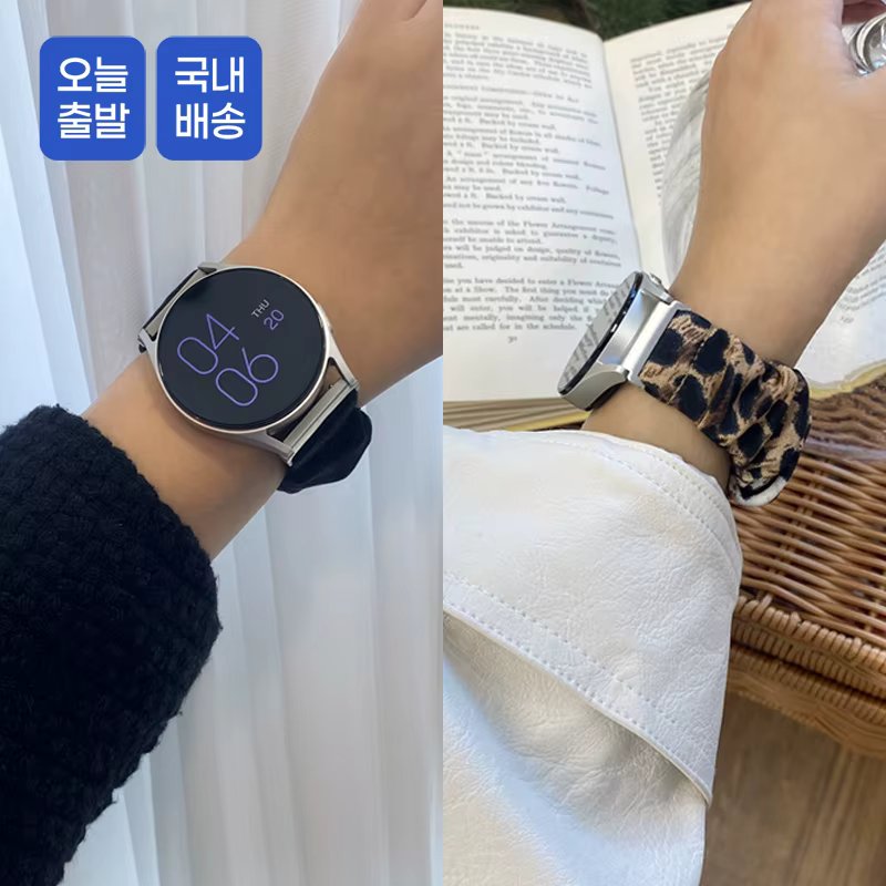 Story Link Galaxy Watch 7 6 5 4 scrunchy scrunchie band strap fabric GalaxyWatch7 GalaxyWatch6 GalaxyWatch5 GalaxyWatch4 samsung leopard check