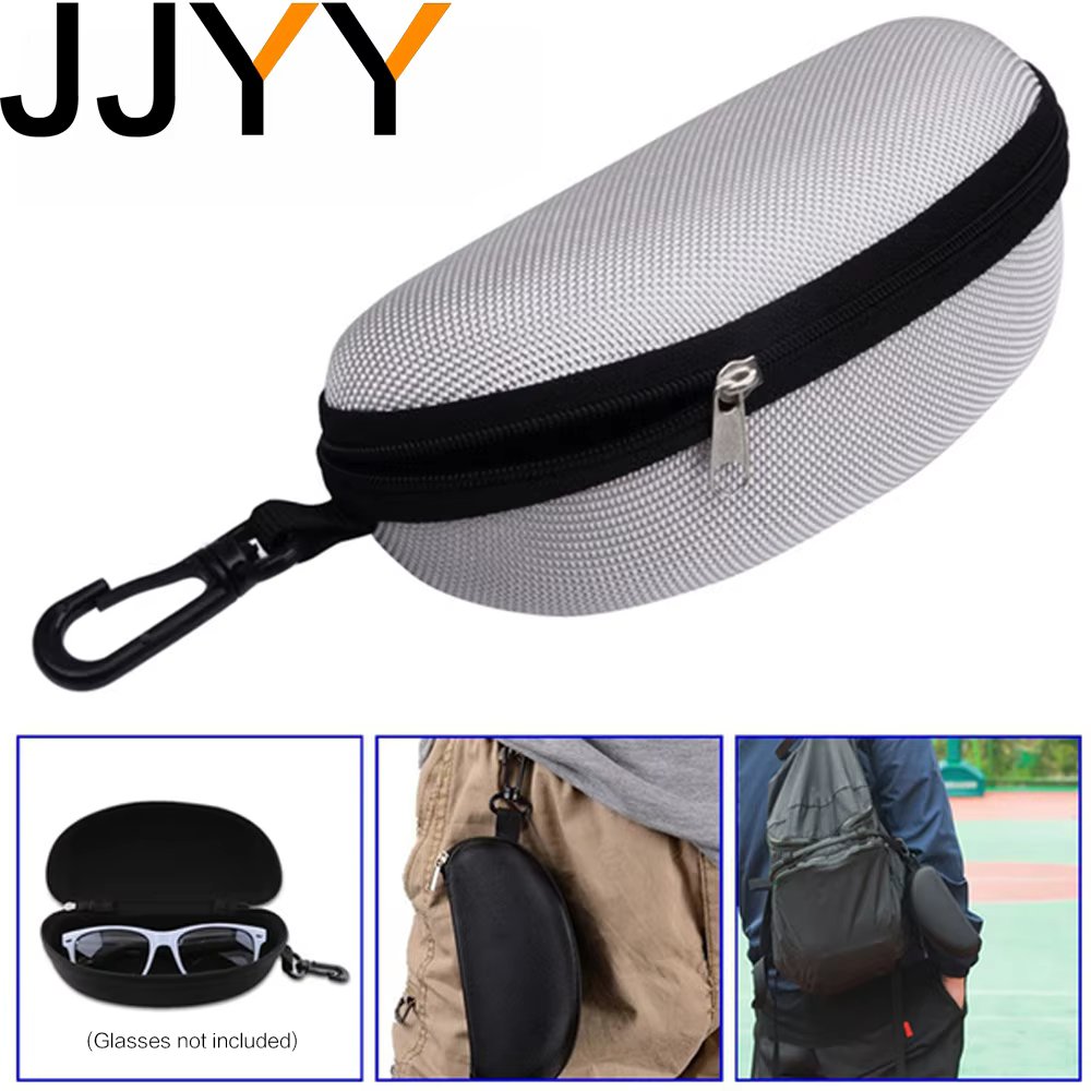 JJYY Portable Sunglasses Protector Oxford Cloth Hard EVA Zippered Eyeglasses Case with Carabiner