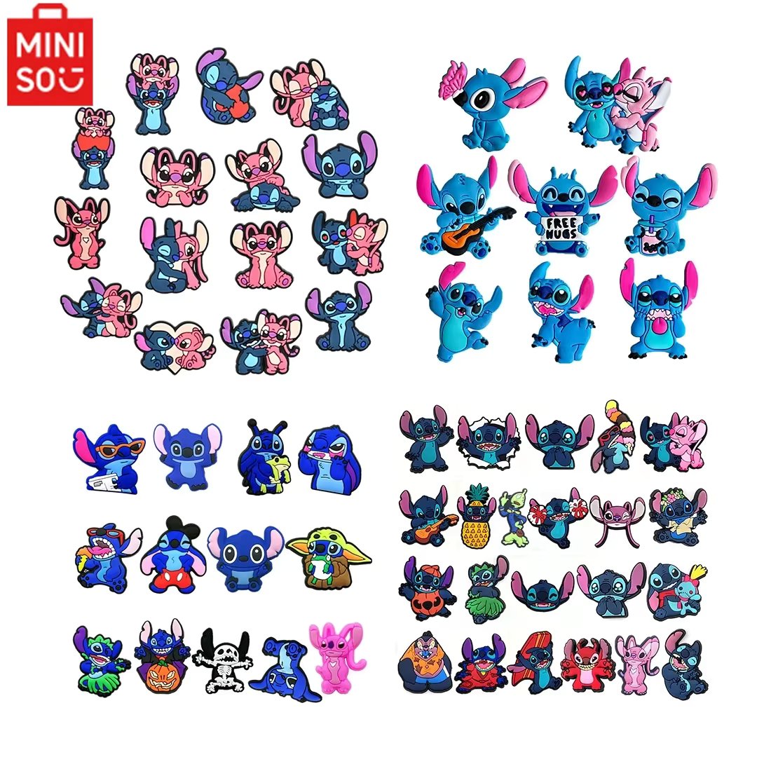 MINISO 8-22Pcs Disney Stitch Shoe Charms Cartoon DIY Shoes Accessories For Clogs Sandals Decorations  X-mas Gifts